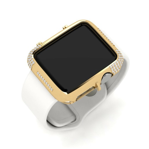 Apple Watch® Case Mooring 585 Yellow Gold & White Sapphire