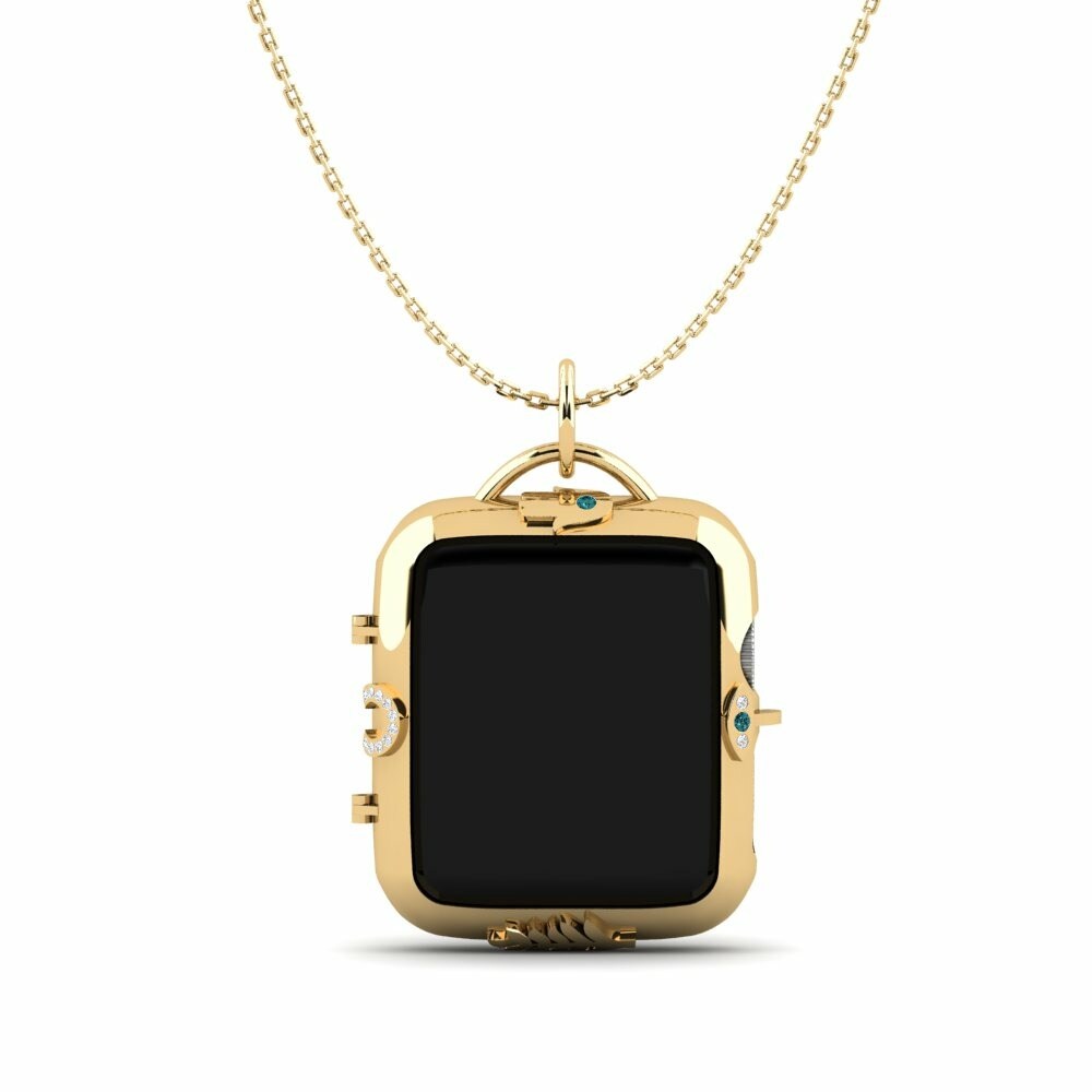 Estuches para Apple Watch® Pienture Oro Amarillo 585 Diamante Azul