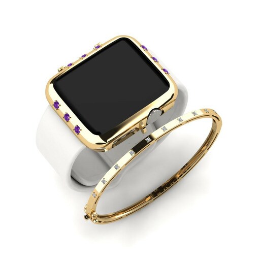 Apple Watch® Pigsa Set Vàng 585 & Đá Thạch Anh Tím & Đá Swarovski