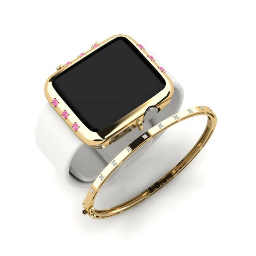 Apple Watch® Pigsa Set Vàng 585 & Đá Sapphire Hồng & Kim Cương