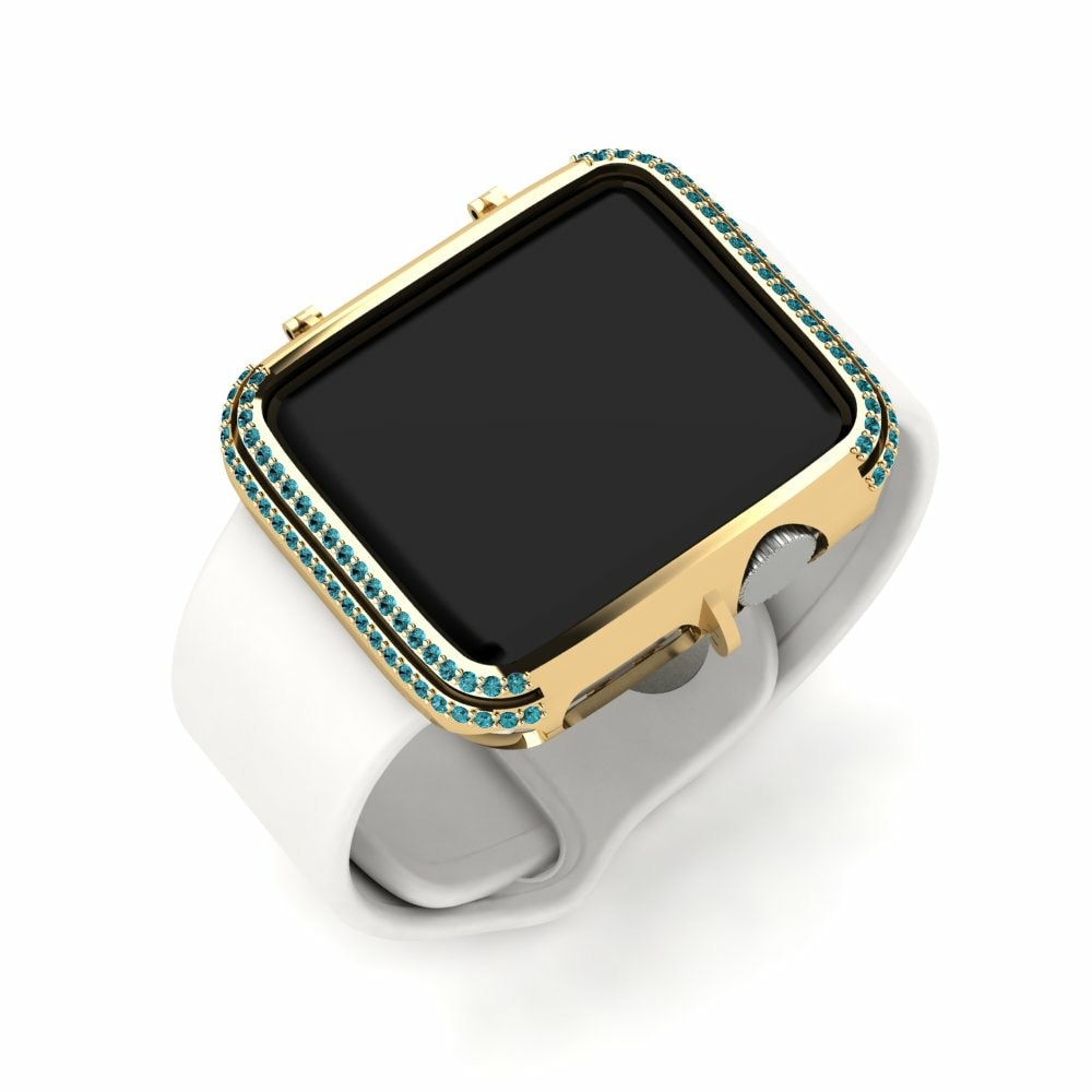 Estuches para Apple Watch® Pourtant Oro Amarillo 585 Diamante Azul