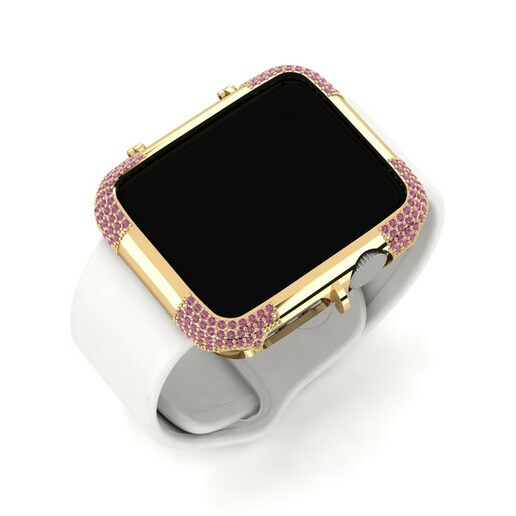 Ốp đồng hồ Apple® Rattail Vàng 585 & Đá Rhodolite