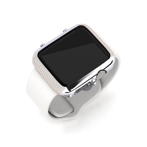 Ốp đồng hồ Apple® Sapa Vàng Trắng-Đỏ 750 & Đá Sapphire Trắng
