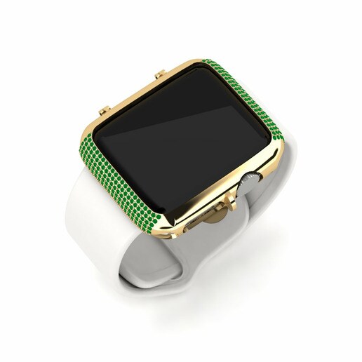 Ốp đồng hồ Apple® Sapa Vàng 585 & Ngọc Lục Bảo