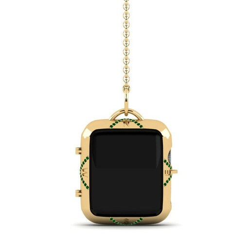Ốp đồng hồ Apple® Souhaiter Vàng 585 & Đá Swarovski Xanh Lá