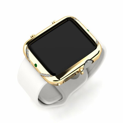 Ốp đồng hồ Apple® Sterkte Vàng 585 & Đá Swarovski Xanh Lá & Đá Swarovski