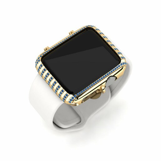 Ốp đồng hồ Apple® Tare Vàng 585 & Đá Swarovski Xanh Lam