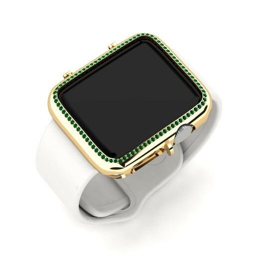 Ốp đồng hồ Apple® Tautline Vàng 585 & Đá Swarovski Xanh Lá