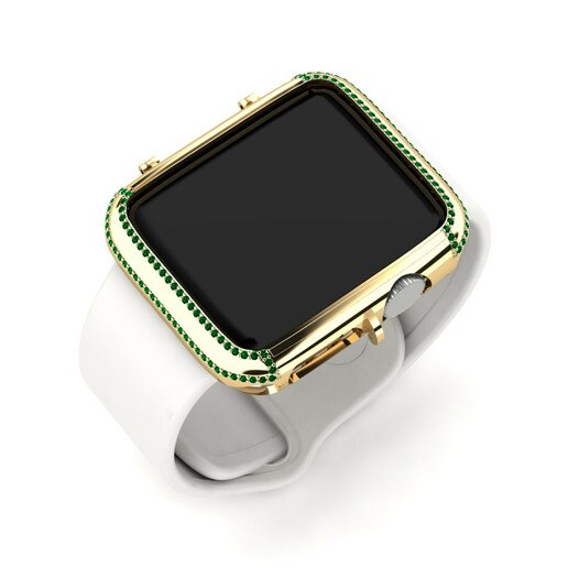 Ốp đồng hồ Apple® Truckers Vàng 585 & Đá Swarovski Xanh Lá