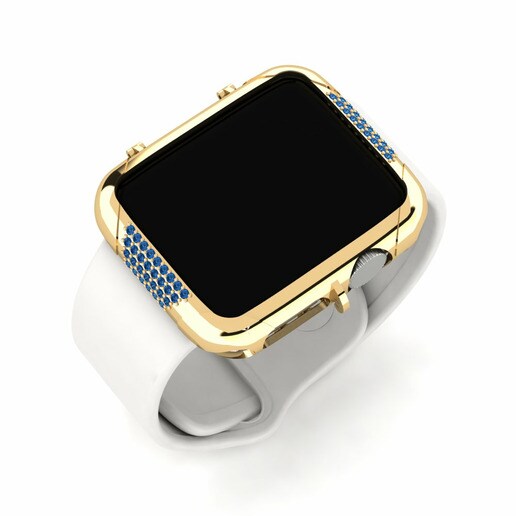 Ốp đồng hồ Apple® Uniek Vàng 585 & Đá Swarovski Xanh Lam