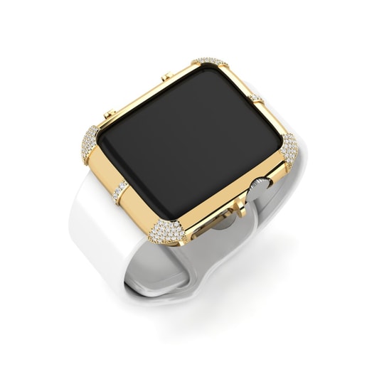 Apple Watch® Case Unigryw 585 Yellow Gold & White Sapphire