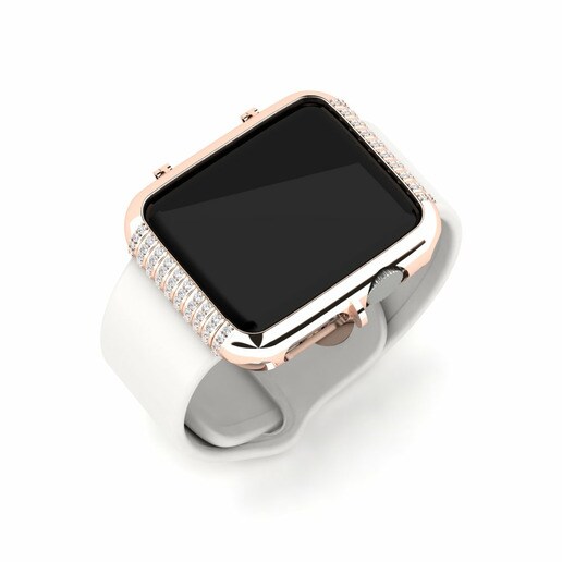 Ốp đồng hồ Apple® Uniku Vàng Hồng 750 & Đá Sapphire Trắng