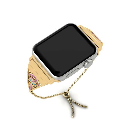 Dây đai Apple Watch® Wala Stainless Steel / 585 Yellow Gold & Đá Rhodolite
