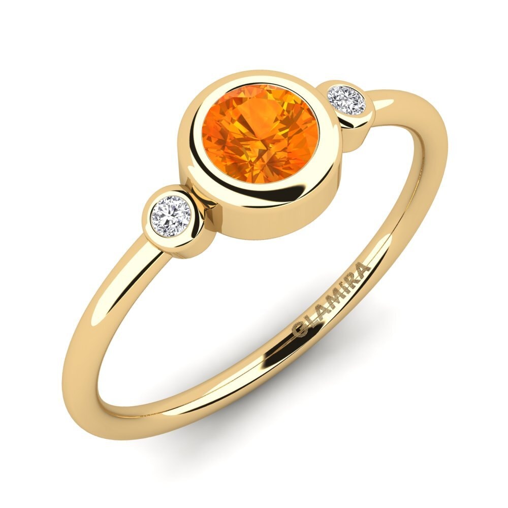 Orange Sapphire Engagement Ring Afin - A