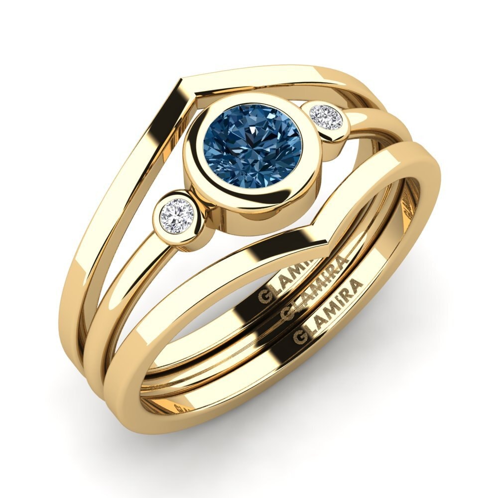 Blauer Diamant Ring Afin - Set
