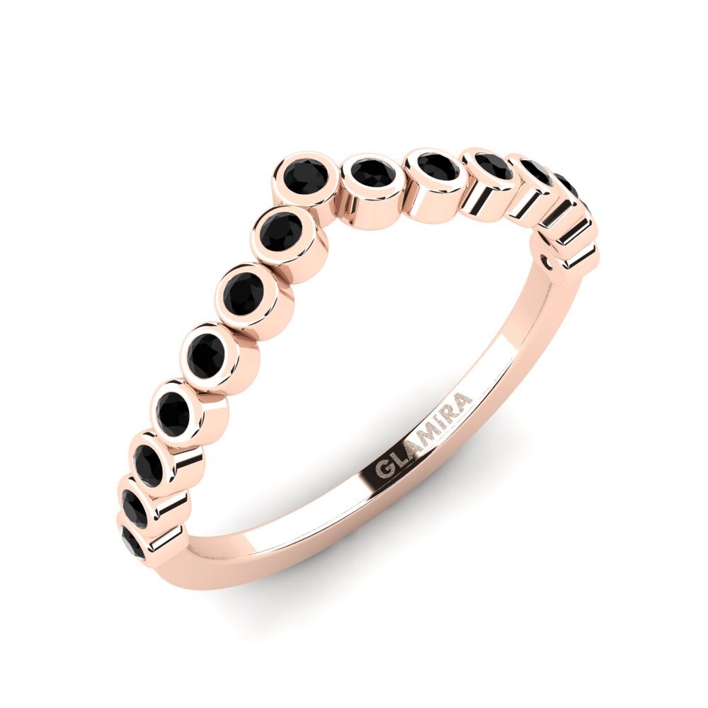 Or rose 14k Diamant Noir Anneau empilable Amens - A