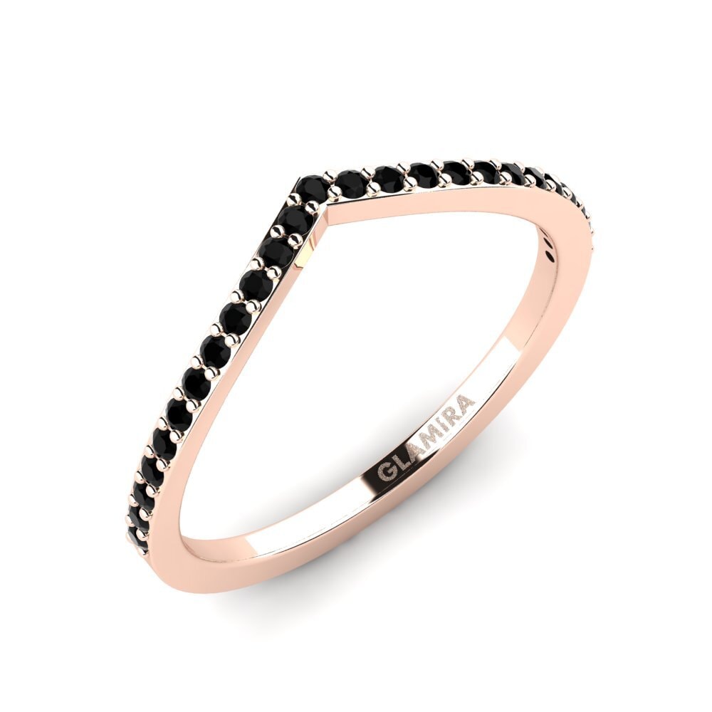 Or rose 14k Diamant Noir Anneau empilable Amens - B