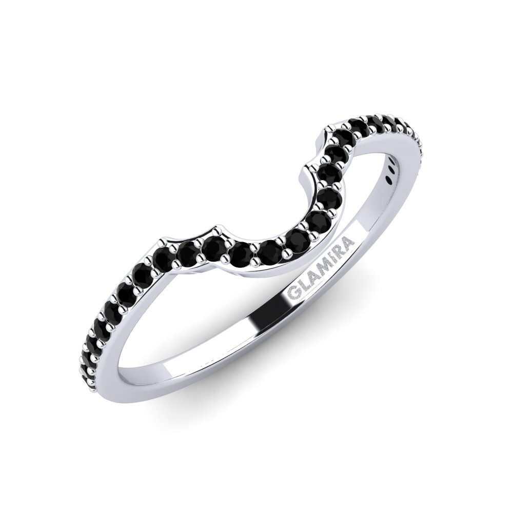 Argent Blanc Onyx Noir Anneau empilable Bini - B