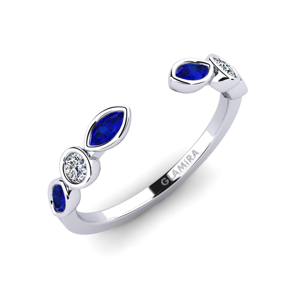 White Silver Sapphire Stackable Ring Blessing - B