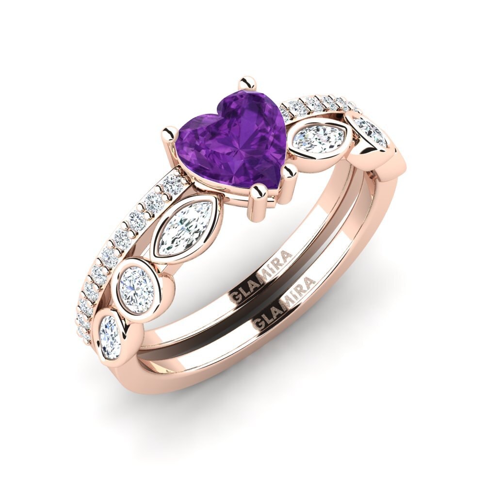 9ct Rose Gold Amethyst Bridal Set Blessing