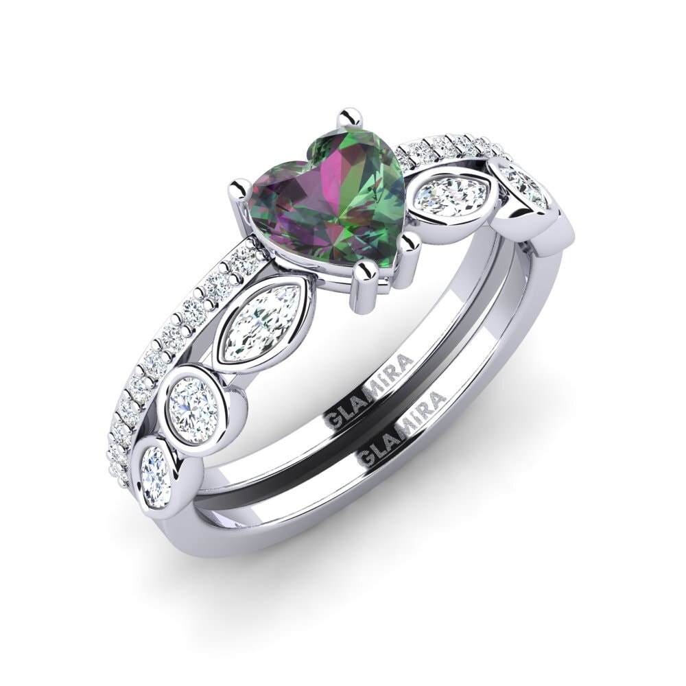 14ct White Gold Mystic Topaz Bridal Set Blessing