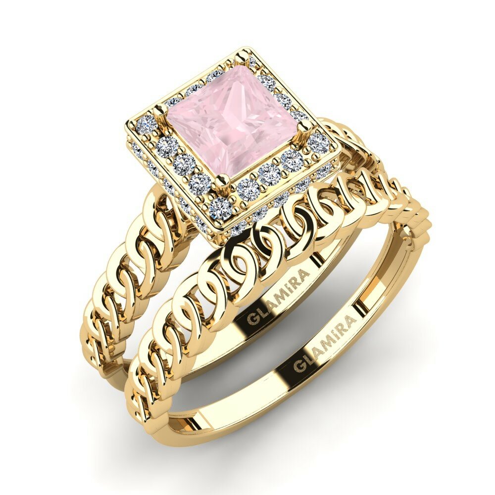 Quartz Rose Ensemble de Bagues Bogd