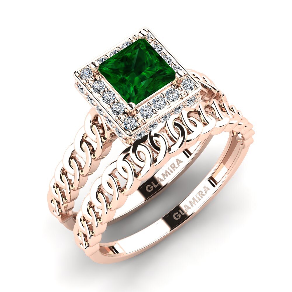 9ct Rose Gold Tsavorite Bridal Set Bogd