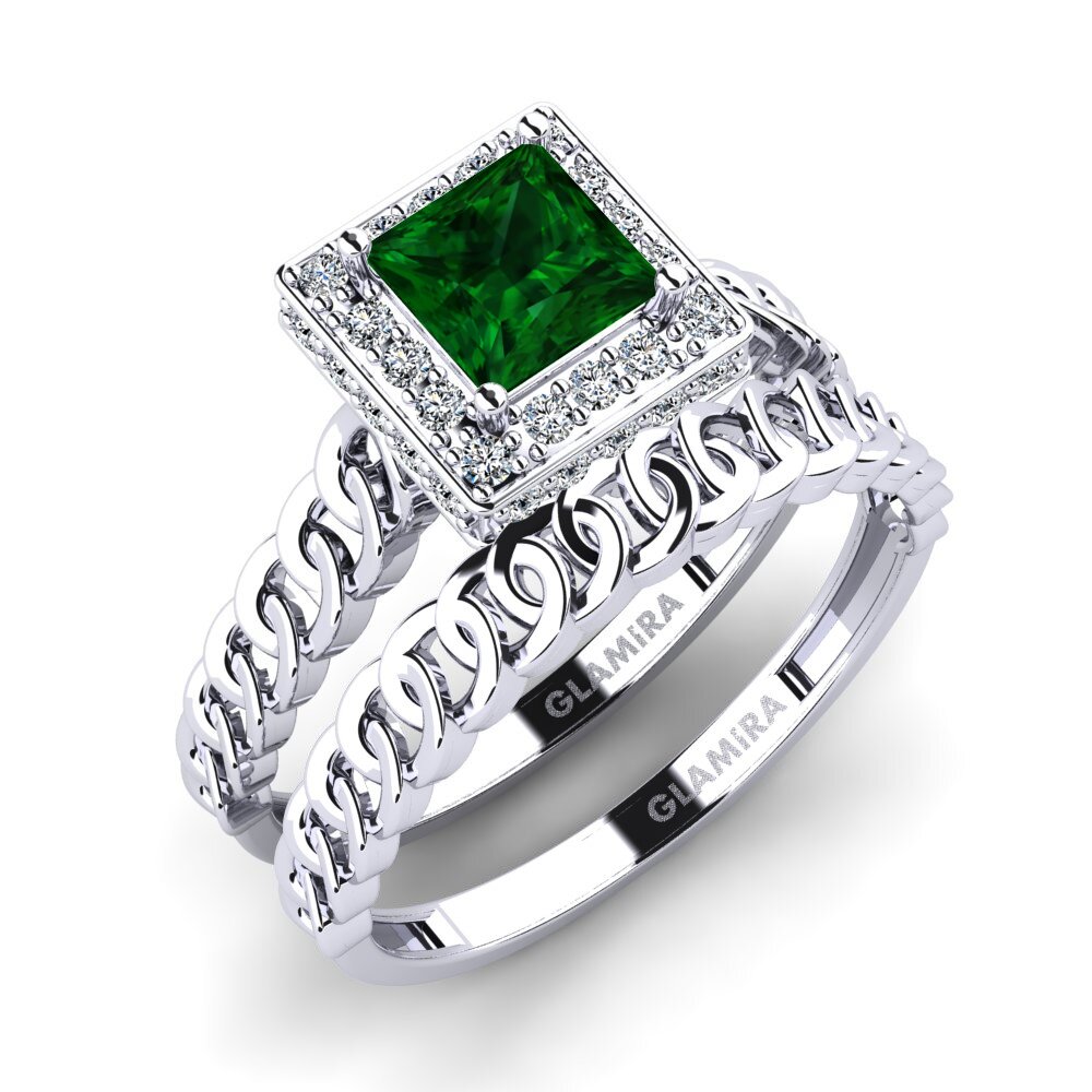 White Silver Tsavorite Bridal Set Bogd