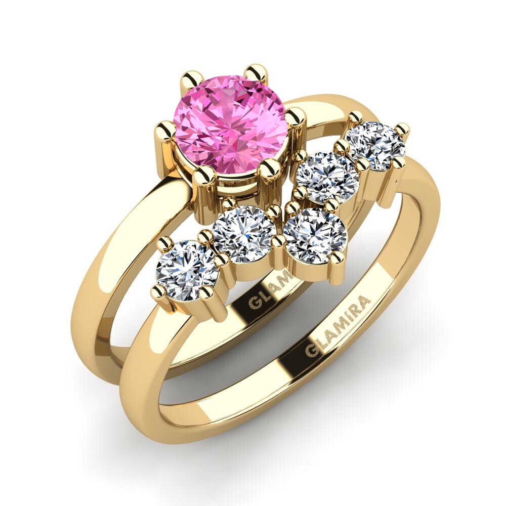 Pink Topaz Stackable Ring Equa Set