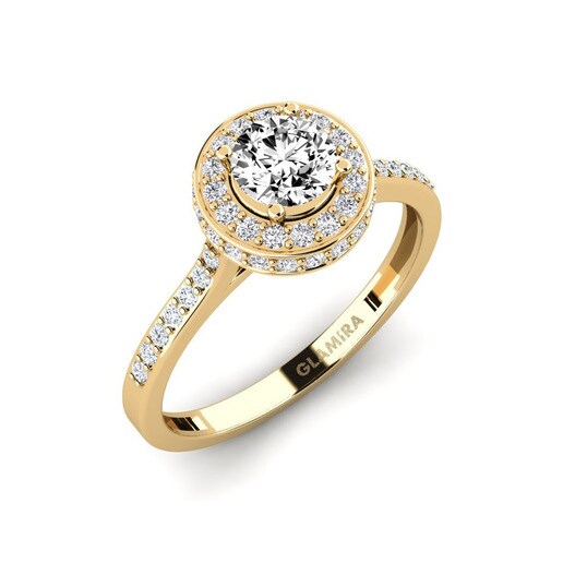 Ring Fendr - A 585 Yellow Gold & Moissanite & Diamond & Swarovski Crystal