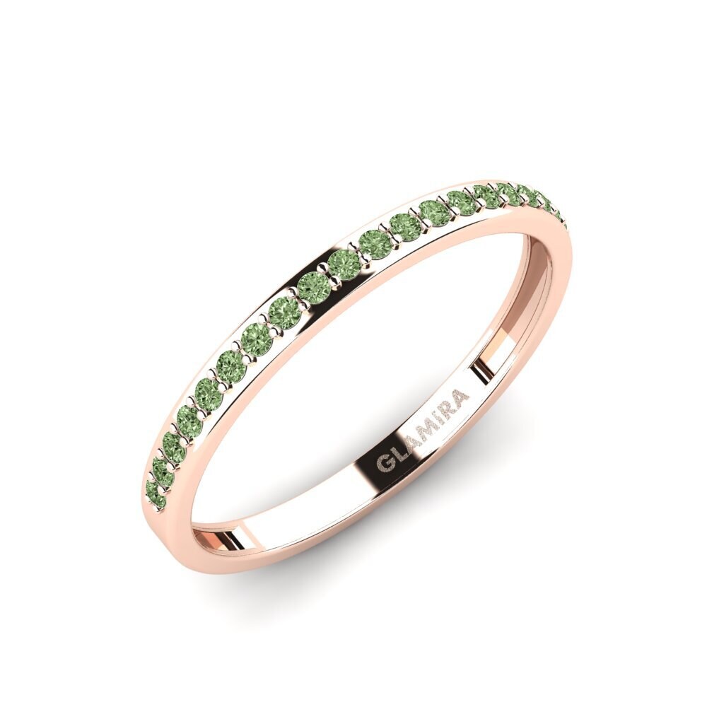 Or rose 14k Diamant Vert Bague Fendr - B