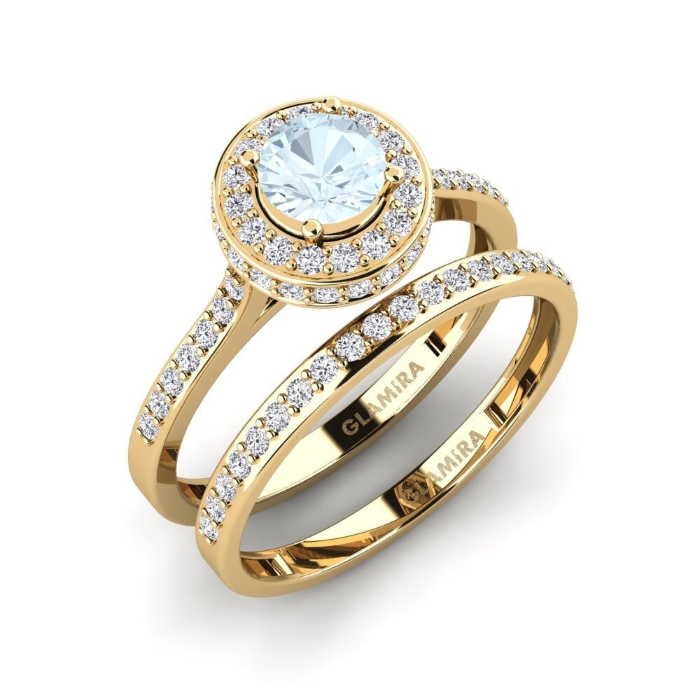 18ct Yellow Gold Aquamarine Bridal Set Fendr