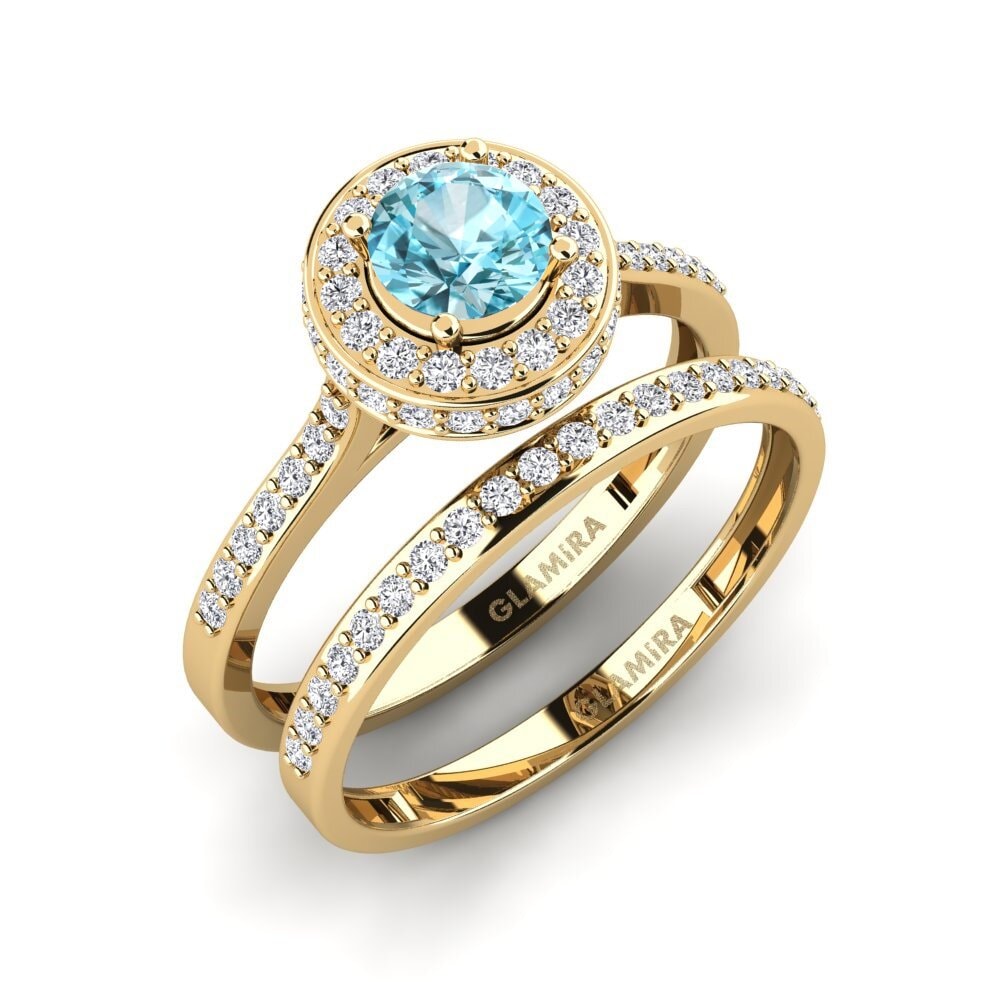14ct Yellow Gold Blue Zircon Bridal Set Fendr