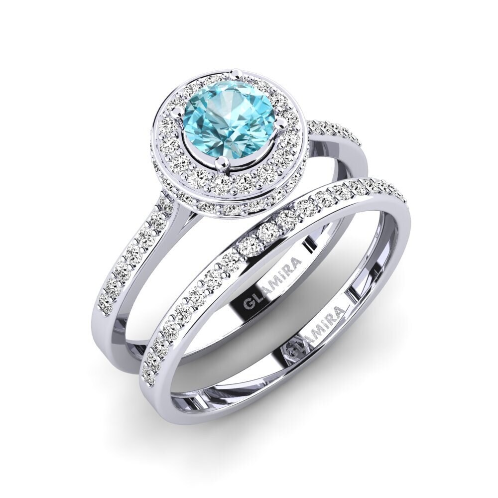 18ct White Gold Blue Zircon Bridal Set Fendr