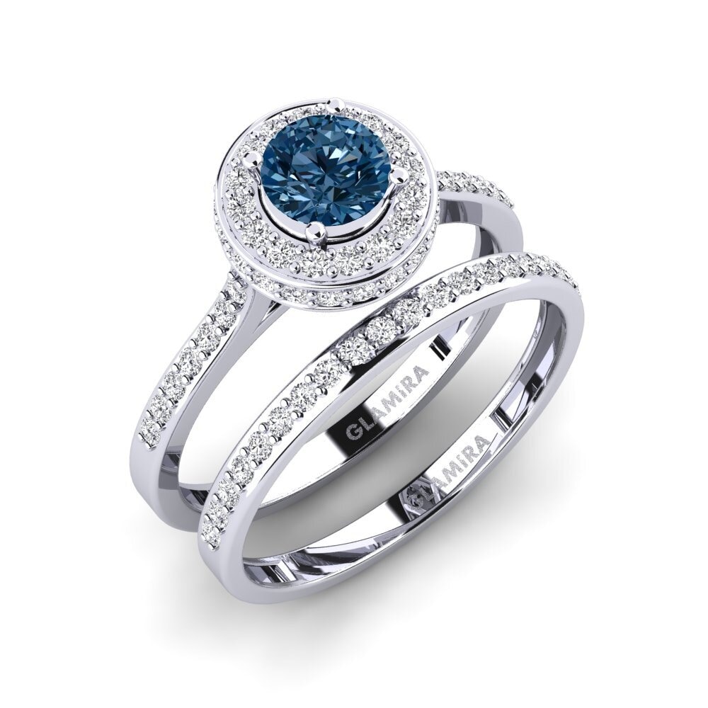 14ct White Gold Blue Diamond Bridal Set Fendr