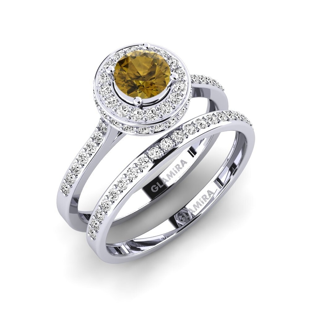 14ct White Gold Brown Zircon Bridal Set Fendr