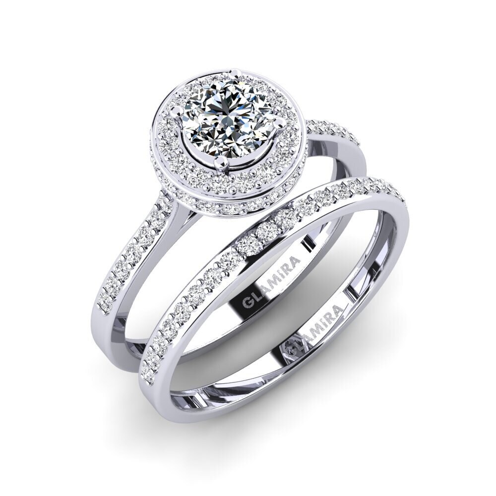 9k Oro Blanco Circonita Set de Anillos Fendr