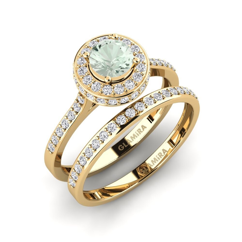 18ct Yellow Gold Green Amethyst Bridal Set Fendr