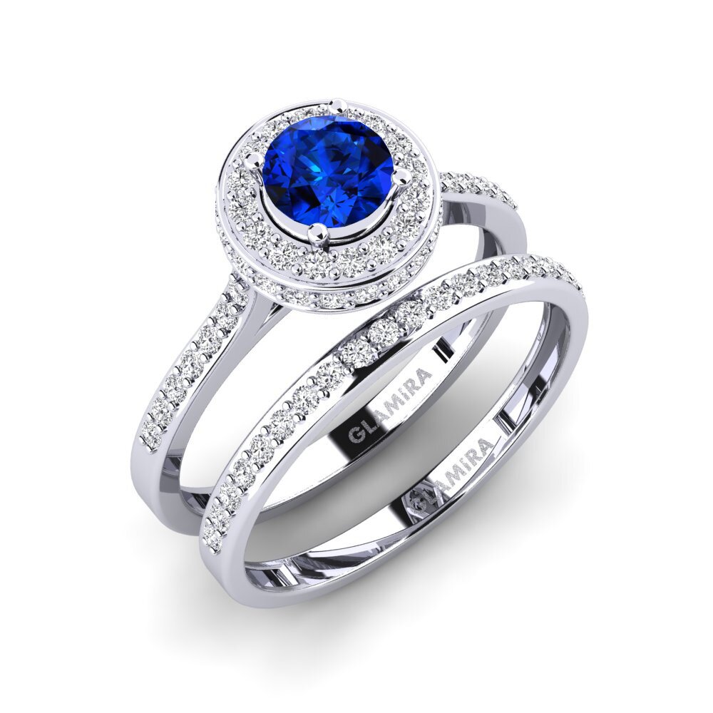 14ct White Gold Sapphire (Lab Created) Bridal Set Fendr