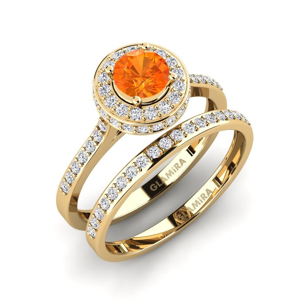 375 Gult Guld Orange Safir Brudesæt Fendr