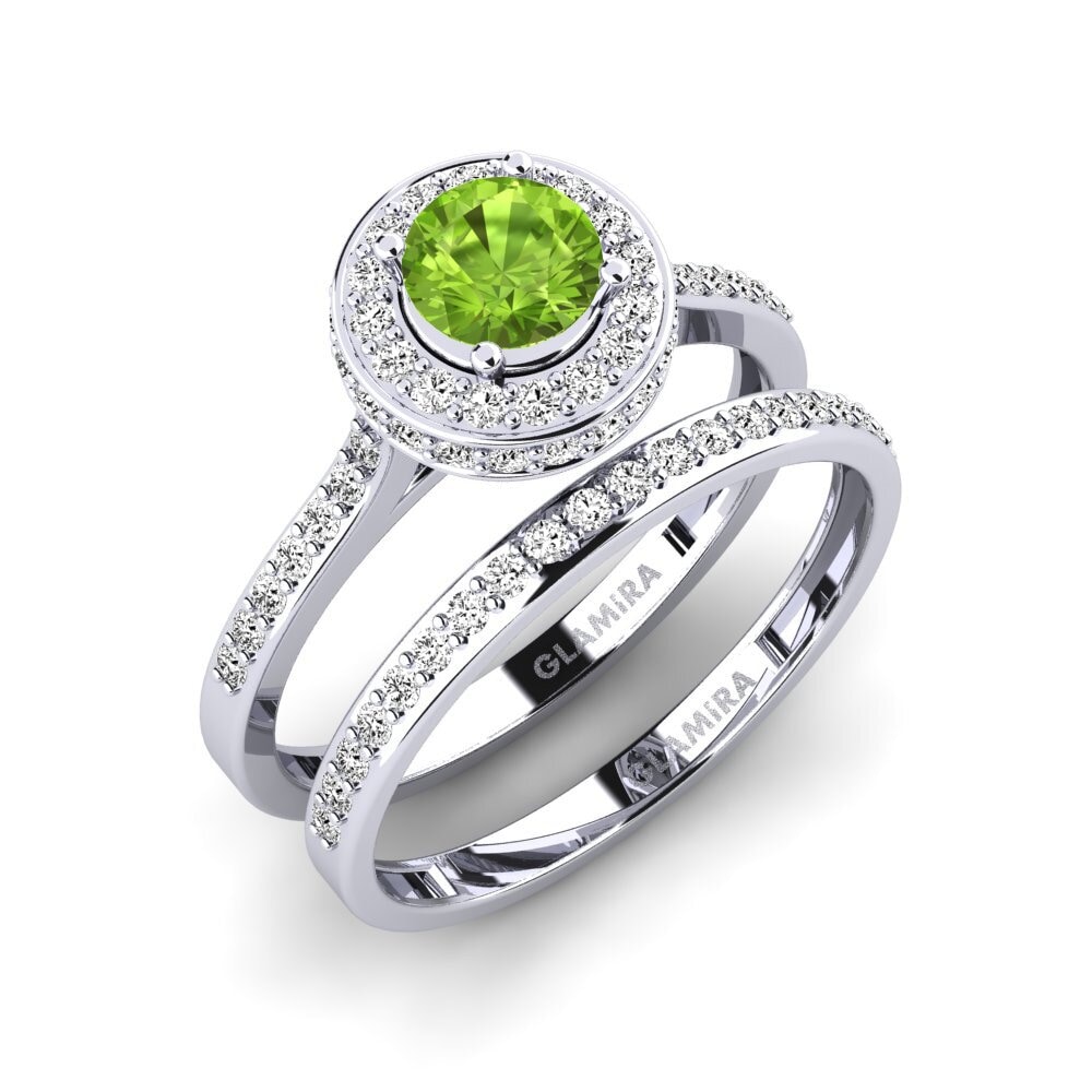 14ct White Gold Peridot Bridal Set Fendr