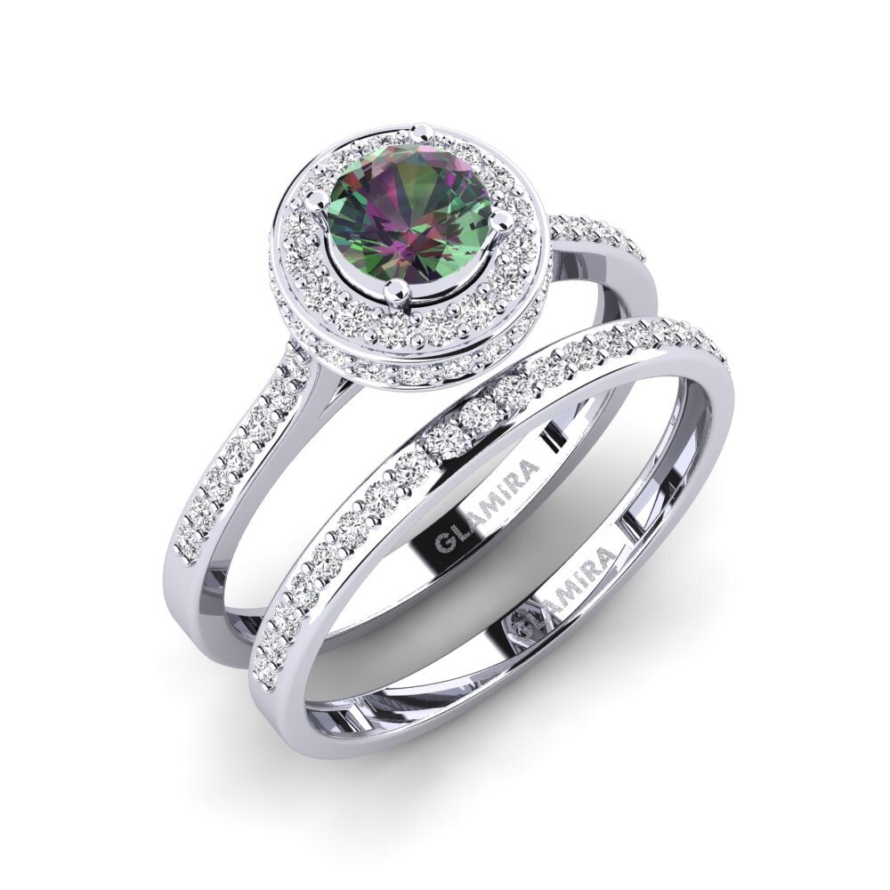 14ct White Gold Mystic Topaz Bridal Set Fendr