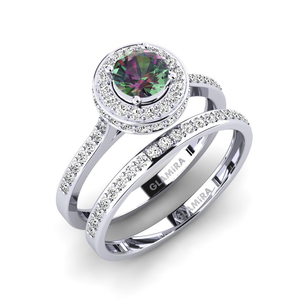 14ct White Gold Mystic Topaz Bridal Set Fendr
