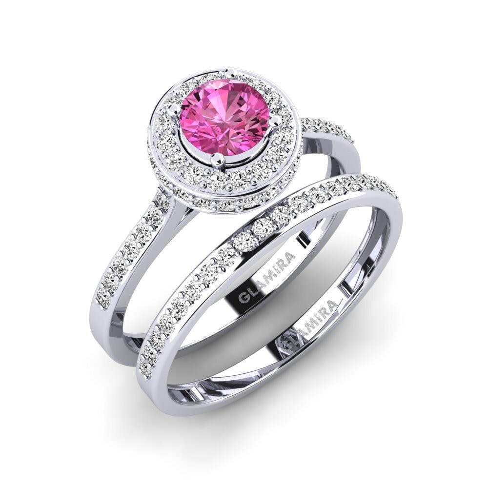 14ct White Gold Pink Topaz Bridal Set Fendr