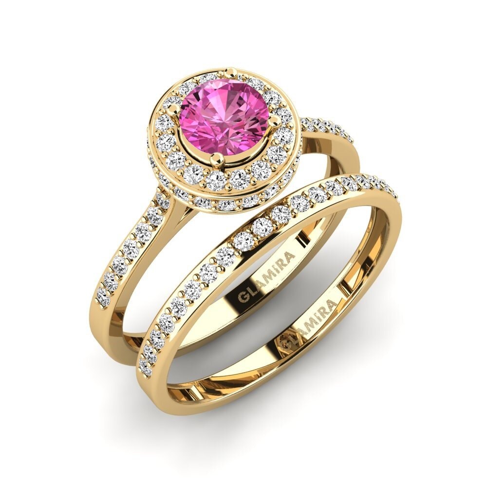 14k Oro Amarillo Topacio Rosa Set de Anillos Fendr