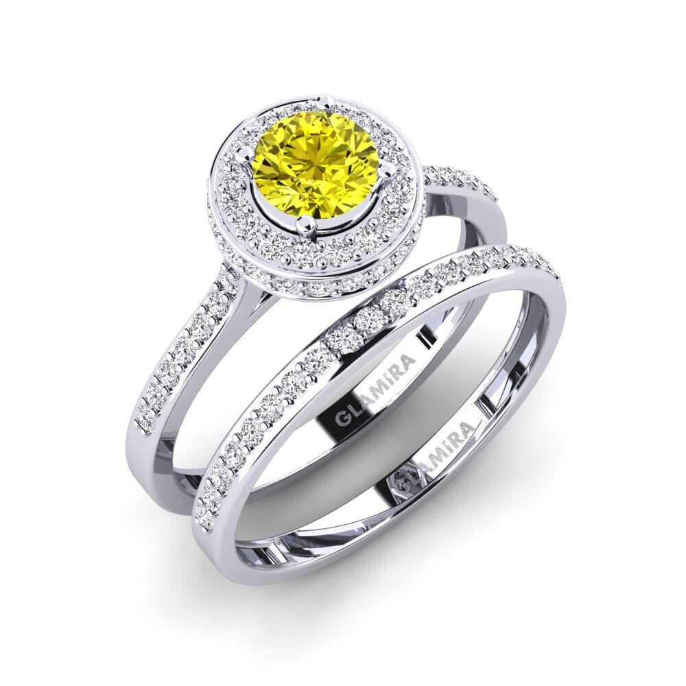 14ct White Gold Yellow Diamond Bridal Set Fendr