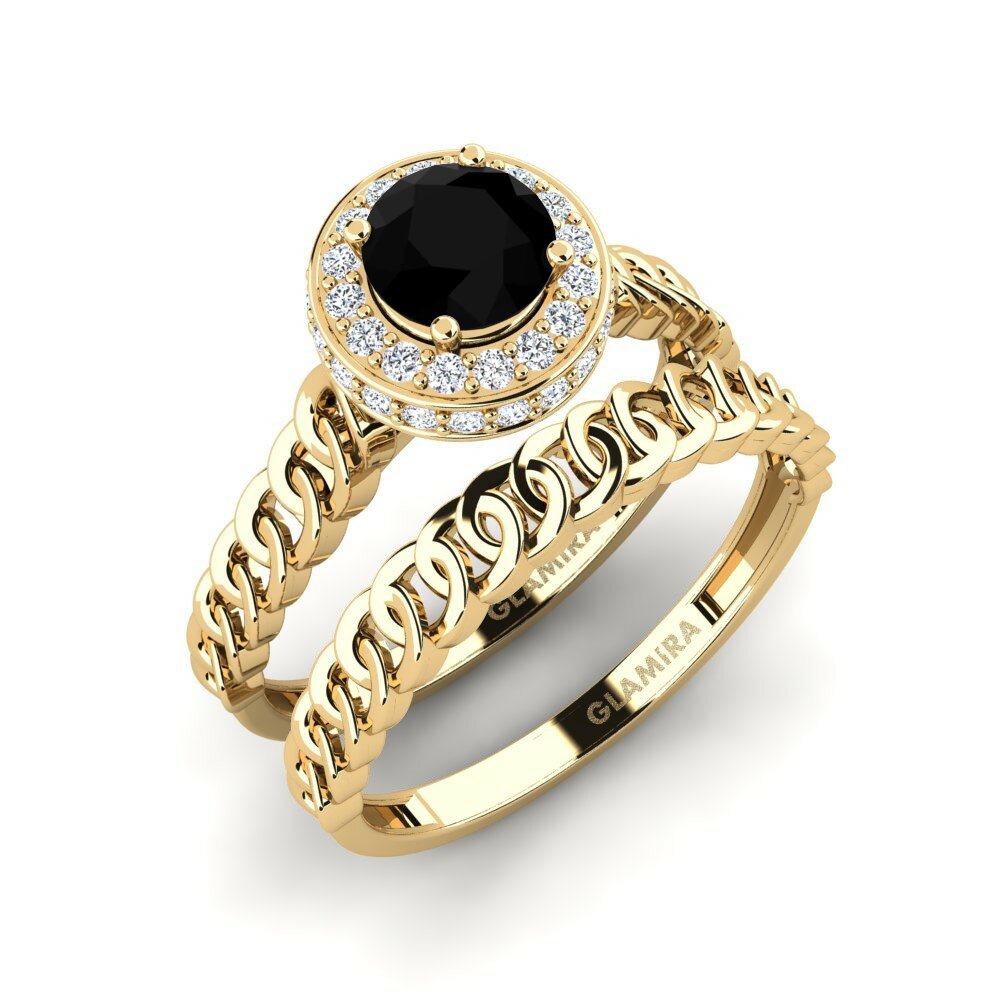 Onyx Noir Ensemble de Bagues Fnel
