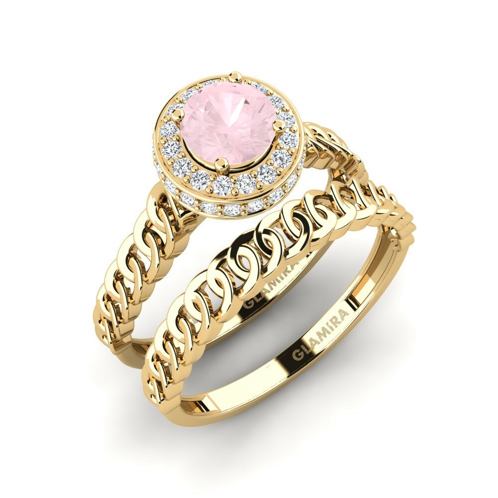 Quartz Rose Ensemble de Bagues Fnel