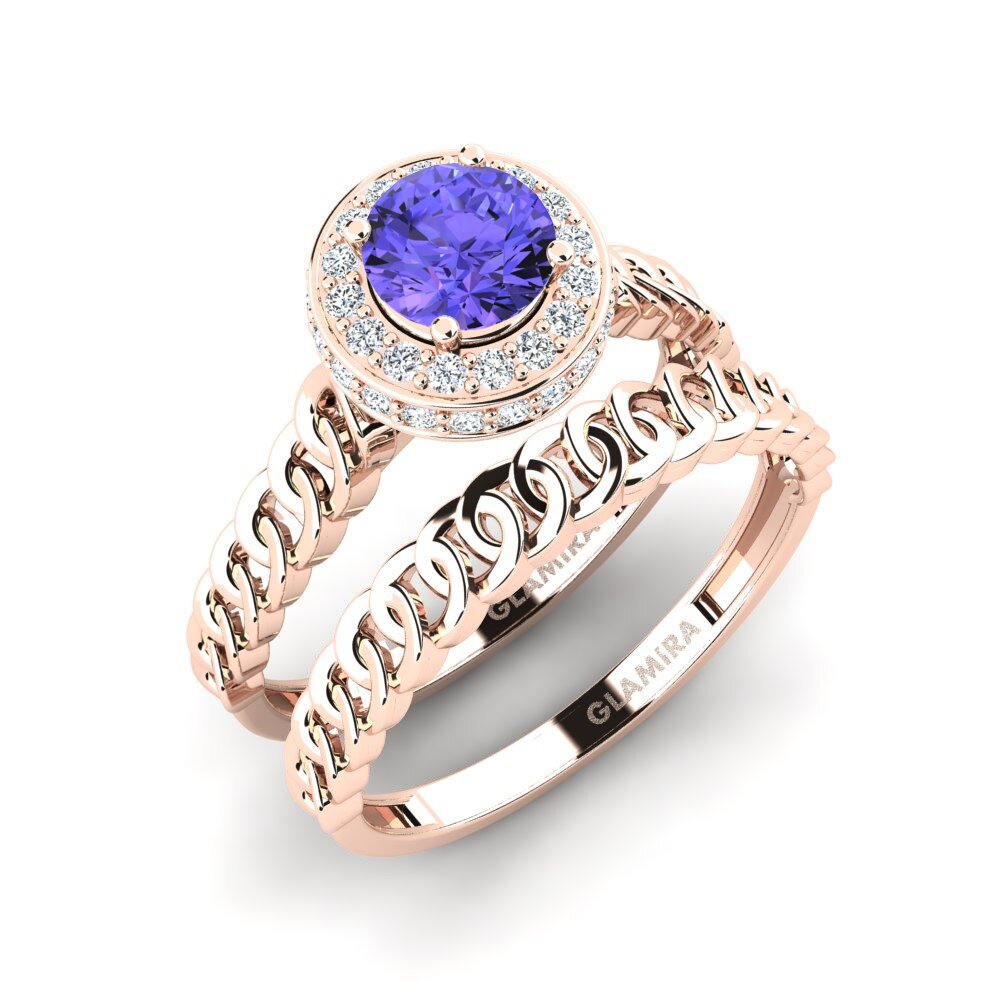 9ct Rose Gold Tanzanite Bridal Set Fnel