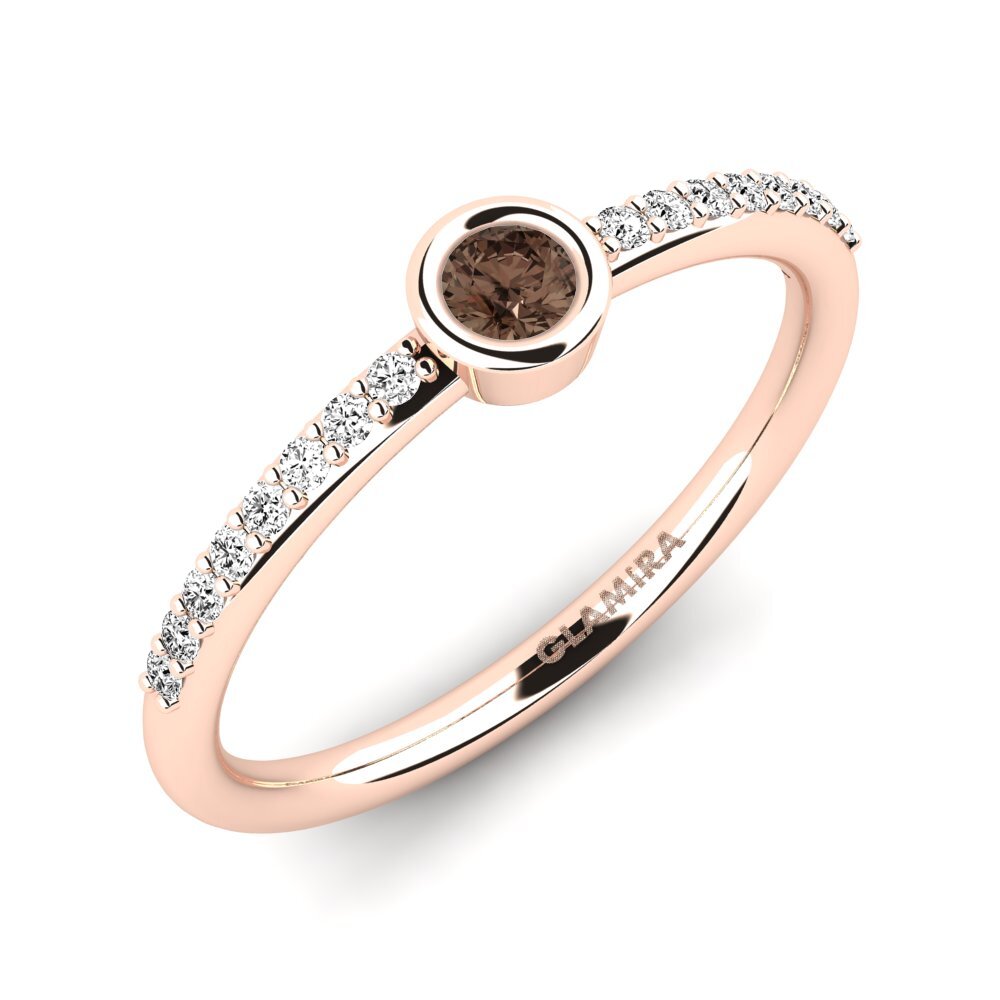 14k Rose Gold Smoky Quartz Stackable Ring Gend - A